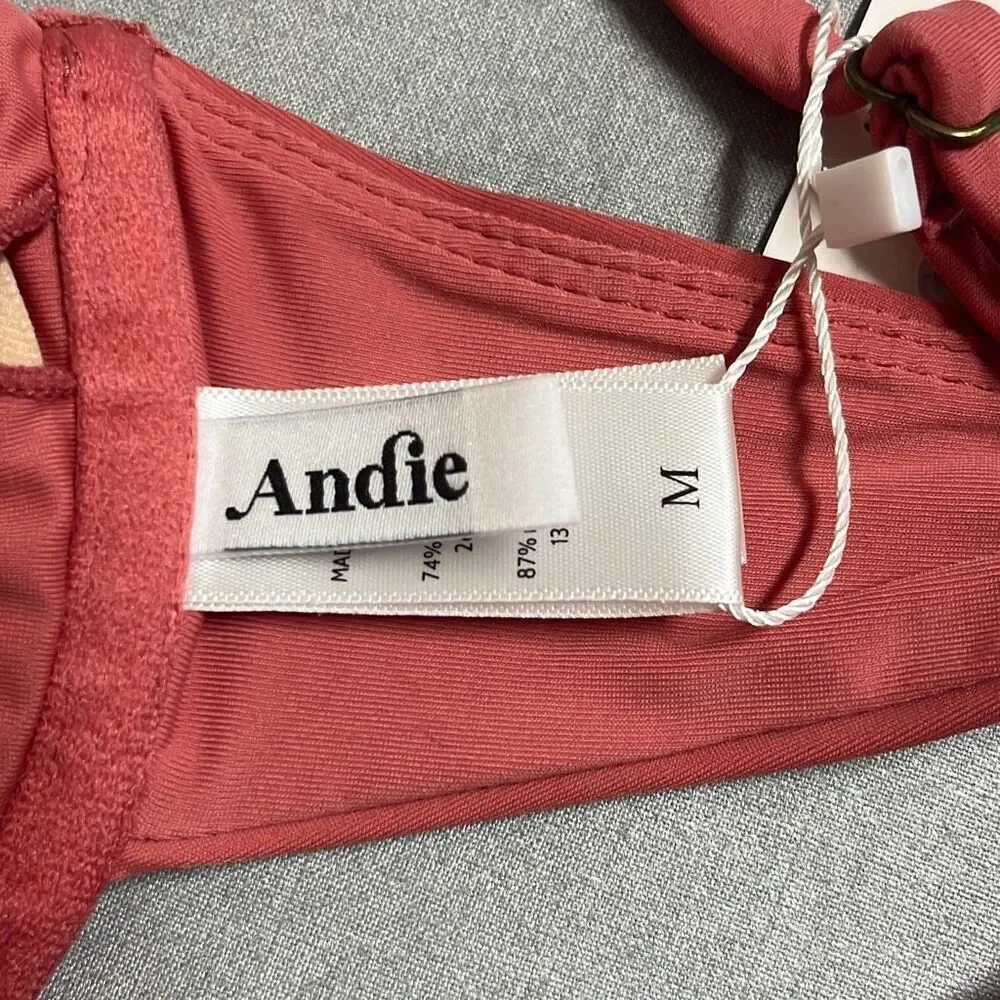 Andie Sicily Swim Bikini Top Pink Adjustable Straps Underwire Medium NWT‎ Beach